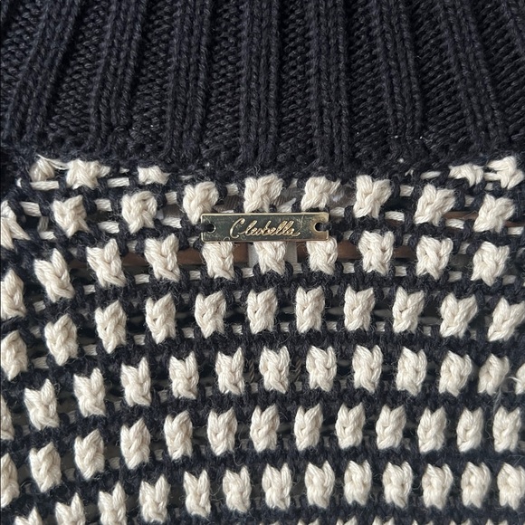 Cleobella Madison Turtleneck Sweater Black Ivory Chunky Knit Small Reg. $250 - Picture 6 of 12